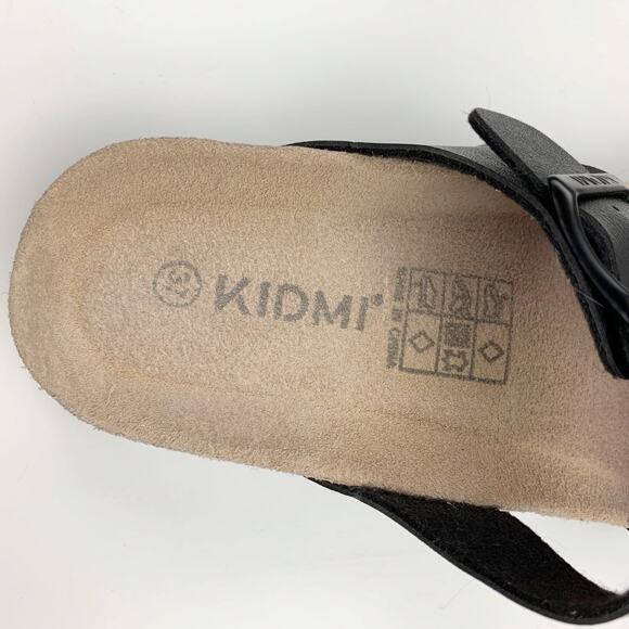Kidmi Sandals Slip On Strappy Black Faux Leather Comfort Shoes Women's 37 US 7 - Picture 4 of 7